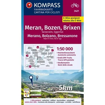 KOMPASS Fahrradkarte 3421 Meran, Bozen und Umgebung 1:50.000