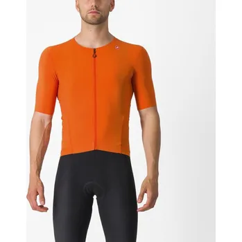 cyklistický dres CASTELLI Cyklistický dres s krátkým rukávem - PREMIO BLACK - oranžová 2XL