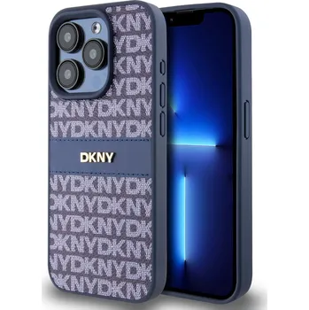 Pouzdro na mobilní telefon DKNY PU Leather Repeat Pattern Tonal Stripe kožený Kryt pro iPhone 14 Pro Max Barva: Modrá