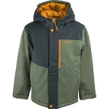 Dětská lyžařská bunda ALPINE PRO GERGO 128/134 Zelená, Tmavě šedá, Oranžová