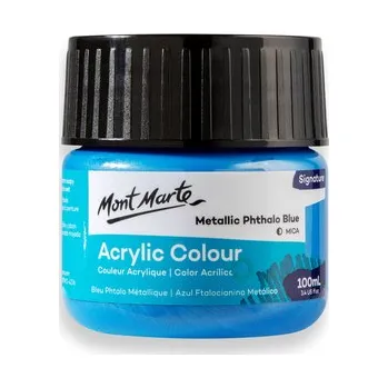 Výtvarná barva Mont Marte akrylová barva,100ml, metalická ftalátová modrá (Metallic Phthalo Blue)