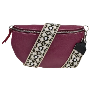 Kabelka NovaKabelka.cz Kožená italská crossbody kabelka Reni Grande Bordo s přídavným popruhem III