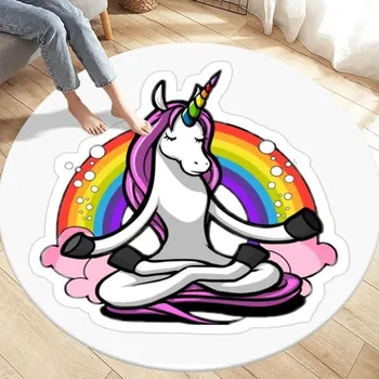Koberec Kulatý dětský koberec s jednorožcem 150 cm