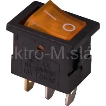 vypínač Osvětlený kolébkový spínač 3pin žlutý AC220V BMEP003