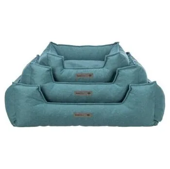 Pelíšek pro psa Pelech GANO, obdélníkový s polštářovým okrajem, tkanina, petrolejová - 80 x 65 cm