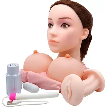 Vibrující a sténající panna s umělými prsy, vagínou a análem