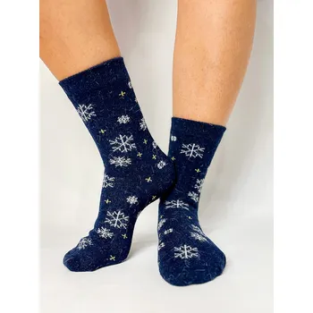 Dámské ponožky Dámské ponožky s vločkami tmavě-modré , VELIKOST 35 - 38