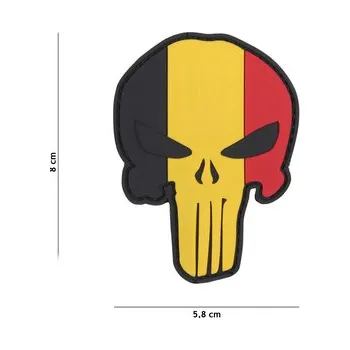 Nášivka Gumová nášivka 101 Inc vlajka Punisher Head Belgie - barevná