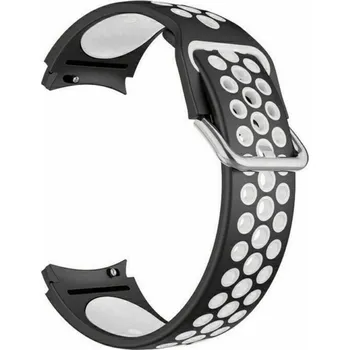 Řemínek na hodinky Silikonový dírkovaný řemínek černobílý pro Samsung Galaxy Watch 4/Watch 4 Classic 20mm