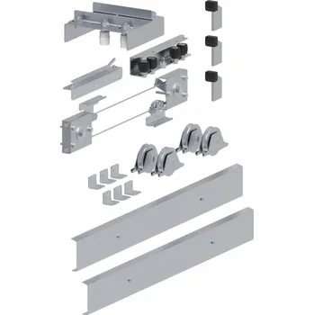 Pohon brány Sada pro výrobu dvoudílné teleskopické kolejnicové brány, šířka průjezdu až 4 m, s kolečky, KA5100.404
