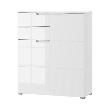 Komoda SAMOA 7 (SELENE 7) - KOMODA se 2dvířky a 2šuplíky - bílá mat / bílá lesk (SZ) (K150-Z)