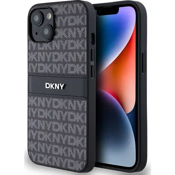 Pouzdro na mobilní telefon DKNY PU Leather Repeat Pattern Tonal Stripe kožený Kryt pro iPhone 14 Barva: Černá