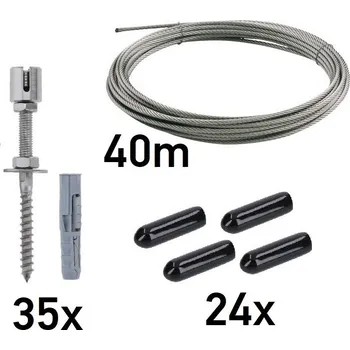 Opora na rostlinu Sada na vytvoření zelené stěny 3000x2000mm, 3mm drát, nerez