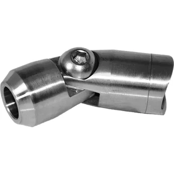 Zábradlí Koncový nerezový držák trubky ⌀12 mm úhlově nastavitelný do sloupku zábradlí ⌀42,4 mm, AISI304, brus