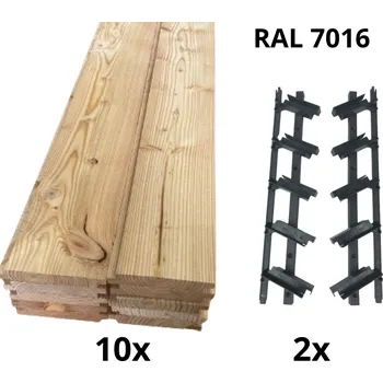 Zahradní stavba Samkit SET antracit - 1300*1000mm (10ks modřínových desek a 2x samkit)