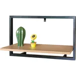 Autronic Polička nástěnná 65x20 cm, MDF, dekor dub, kov černý mat P-074 OAK