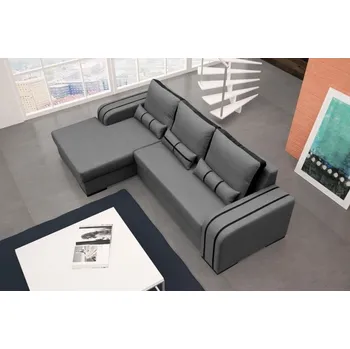 Sedací souprava Falco Rohová sedací souprava Perry, rozkládací s úložným prostorem, levá, světle šedá, černá Inari 91/100