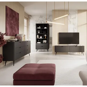 Obývací stěna Obývací stěna LANTE č | sestava A | 3 díly | černá