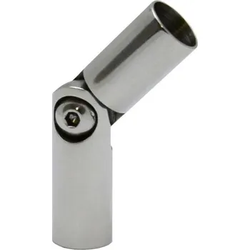 Zábradlí Nerezová ocel, vnější, nastavitelná spojka s kloubem (0°-100°), pro spojení dvou trubek ⌀12 mm, AISI304, leštěná