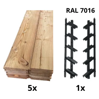 Příslušenství pro zahradní stavbu Samkit SET antracit - 1400*500mm (5ks modřínových desek a 1x samkit)