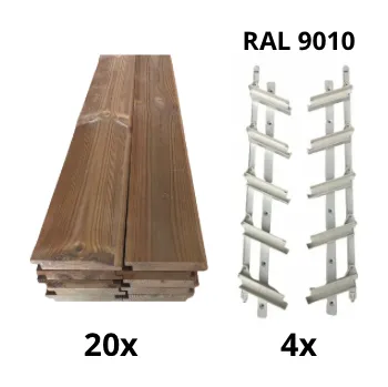 Příslušenství pro zahradní stavbu Samkit SET white - 1200*2000mm (20ks thermowood borovice desek a 4x samkit)