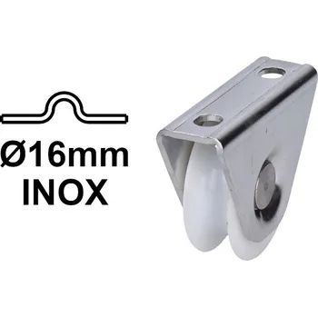 Pojezdové kolečko Nylonové kolečko kolejových vrat pro šroubování s konzolou tvar U, nerezové 78 (KLB-KK16-U080N-INOX)