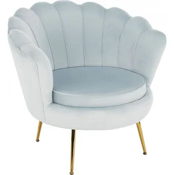 Křeslo Designové klubové křeslo NOBLIN, šedomodrá Velvet/gold chrom-zlatý