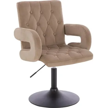 Otočné křeslo Velen velur na černém talíři - tmavě béžová