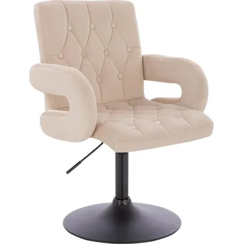 Otočné křeslo Velen velur na černém talíři - béžová