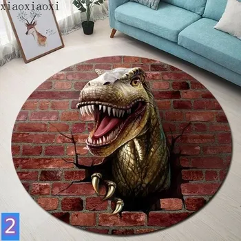 Koberec Kulatý 3D dětský koberec s dinosaury - 3,90 cm x 90 cm