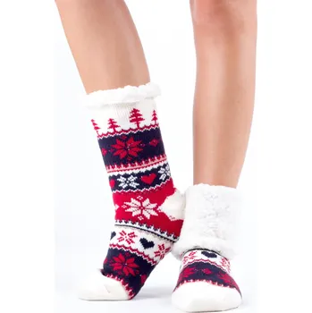 Dámské ponožky Dámské kvítkované vlněné ponožky EJ-226B červeno-modré, VELIKOST 39 - 42