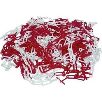 Řetěz Ocelový řetěz, 6mm ZN+ bílý/červený, 10m, 430_66B