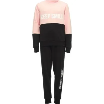 Dívčí tepláková souprava Lewro AVERA 152/158 Černá, Růžová, Bílá