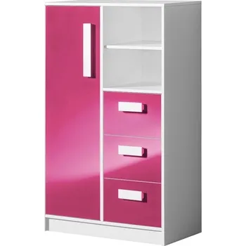 Komoda Dětská skříňka GULLIWER 5 výběr barev Barva: dom-tyrkys-lesk, Vyberte si barvu úchytu:: dom-uch-zelená