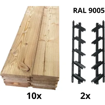 Zahradní stavba Samkit SET black - 1300*1000mm (10ks modřínových desek a 2x samkit)