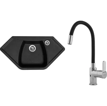 Kuchyňský dřez Set Sinks G17330 (dřez Naiky 980 Granblack 30 + baterie Flexia lesklá)