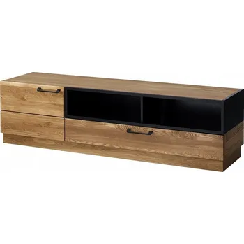 Televizní stolek MONURIKI 25 - TELEVIZNÍ STOLEK S 1 ŠUPLÍKEM dub medový s elementy černý mat -smontovaný nábytek (MOSAIC) (SZ) (K150-Z)