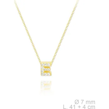 Náhrdelník Pozlacený náhrdelník s písmenem "E" se Zirkony Ag 925/1000