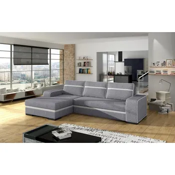 Sedací souprava Falco Rohová sedací souprava Funny, rozkládací s úložným prostorem, levá, světle šedá Inari 91/bílá Soft 17