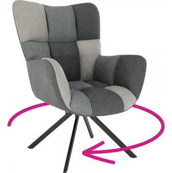 Křeslo Designové otočné křeslo KOMODO, patchwork/černý kov