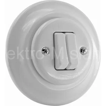 vypínač VINTAGE vypínač 5 dvojitý bílá klapka kulatá komplet keramika kulatá K1-R210Q