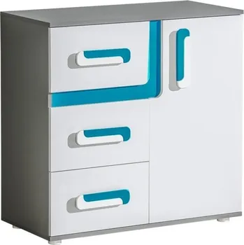 Komoda Dětská komoda APETTITA 8 antracit/tyrkys