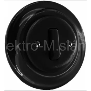 vypínač VINTAGE vypínač 1 (jednoduchý) černá klapka komplet kulatá keramika K1-R110Q