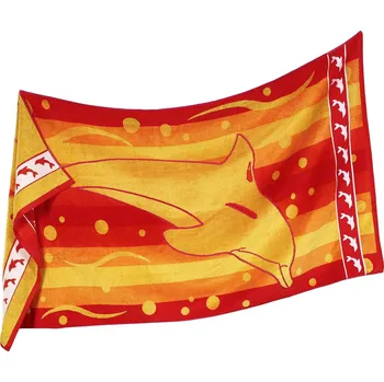 Osuška Velká plážová osuška - delfín 90x165 - oranžová