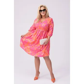 Dámské šaty Růžovo-oranžové dámské letní květované šaty (8276) odstíny růžové XXL (44)