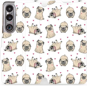 Pouzdro na mobilní telefon Flipové pouzdro Mobiwear - Sony Xperia 1 VI - M097P Mopsíci (Knížkové flip pouzdro, obal, kryt na mobil Sony Xperia 1 VI - M097P Mopsíci, materiál Umělá kůže + TPU - ochrana 360°, stojánek, silikonová vanička, magnetické zavírání)