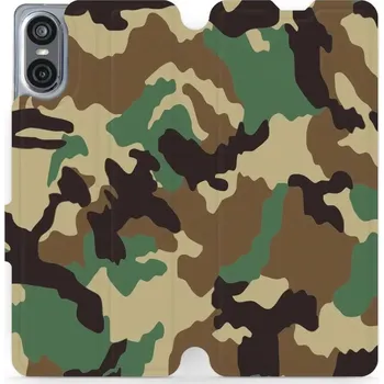 Pouzdro na mobilní telefon Flipové pouzdro Mobiwear - Sony Xperia 10 VI - V111P Maskáče (Knížkové flip pouzdro, obal, kryt na mobil Sony Xperia 10 VI - V111P Maskáče, materiál Umělá kůže + TPU - ochrana 360°, stojánek, silikonová vanička, magnetické zavírání)