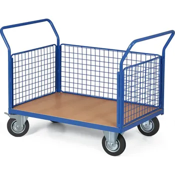 Plošinový vozík B2B Partner Plošinový vozík - 3 drátěné výplně, 1000x700 mm, nosnost 200 kg, kola 125 mm s černou pryží