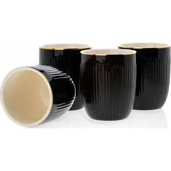 Sada 4 hrnků se lžičkou KENDI 300 ml černá