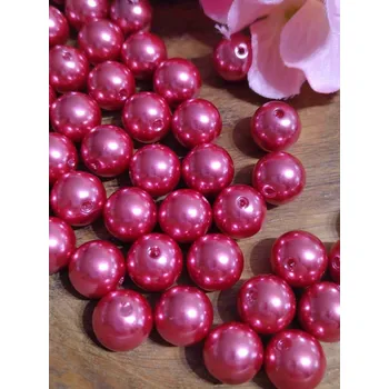 Korálek Plastové voskové korálky 10 ks Glance Ø12 mm cyklámen